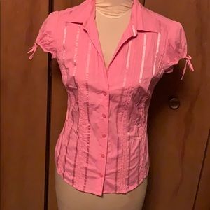 Pink guess button down shirt